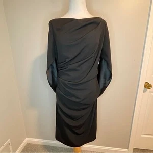 Betsy & Adam Drape Back Scuba Crepe Cocktail Dress 14 - Picture 1 of 8