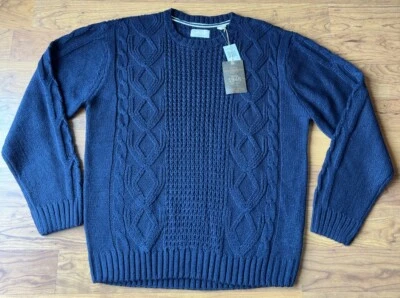 Weatherproof Vintage Crew Neck Sweater Mens XL Navy Blue Chunky Knit NEW - Image 1 of 4