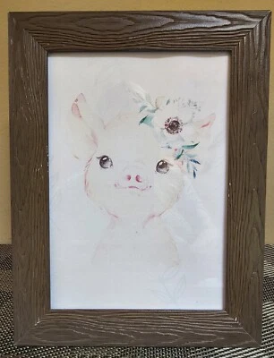 Arte de pared para bebé niña enmarcado decoración infantil con flores; 8,5"x6,5" Foto 1 de 2