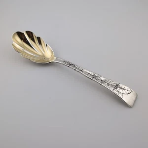 Tiffany Lap Over Edge Applied Leaves Sterling Silver Sugar Spoon 7" - w/Monogram - Picture 1 of 7