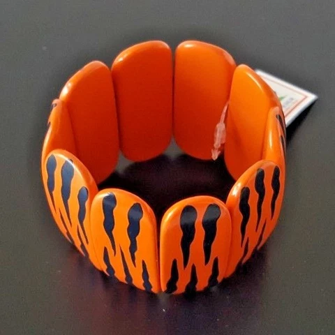 AUBURN TIGERS ZEBRA STRIPE BEADED BRACELET 2" GAME DAY JEWELRY (113) Cover
