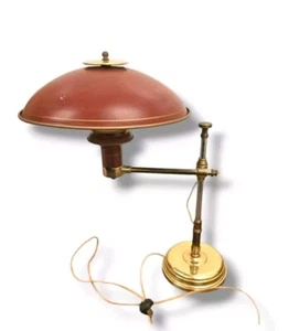 Vintage Mid Century Modern Atomic Flying Saucer Adjustable Brass Desk Lamp - Picture 1 of 12