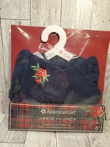 American Girl Janie and Jack Midnight Rose Puff Sleeve Top NIP 18" Doll Sweater - Picture 1 of 3