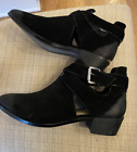 Michael Kors Boots, Size 9.5 Color Black Suede With Leather Toe, Sliver Buckle