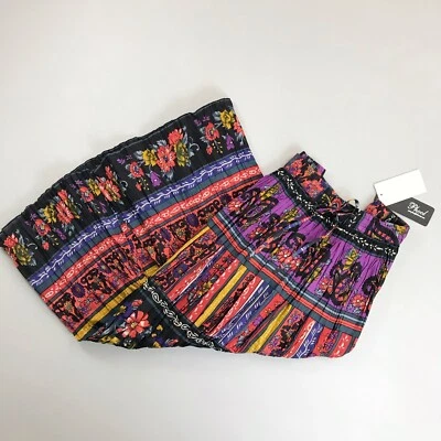 Maxi Falda PHOOL India Algodón Acordeón 2XL NUEVA CON ETIQUETAS 90s Colorido Gitano Boho Festival Foto 1 de 4