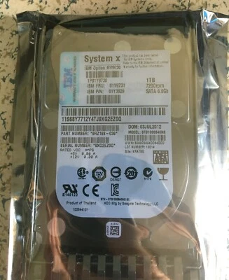 NEW 81Y9730 IBM 1TB 7.2K 6GBPS SATA 2.5 inch SFF HS HARD DRIVE 81Y9731 81Y3829 - Image 1 of 2