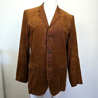 VTG 70s 80s Lasso Western Wear Caliente Jacket Brown Corduroy Blazer Mens 42 USA - Image 1 of 4