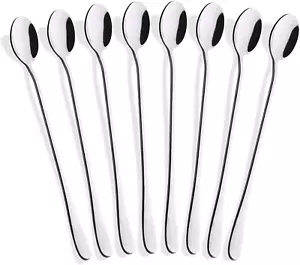 8-Piece 9-Inch Long Handle Iced Tea Spoon, Coffee Spoon, Ice Cream Spoons, Stain - Picture 1 of 7
