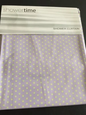 LAVENDER PURPLE and LIME GREEN POLKA DOTS Vinyl Shower Curtain NEW - Image 1 of 4