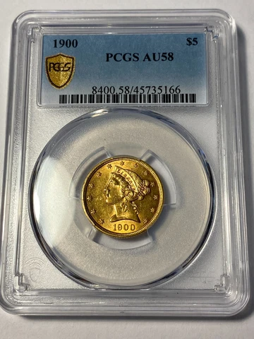 1900 $5.00 Gold Half Eagle PCGS AU58 Cover