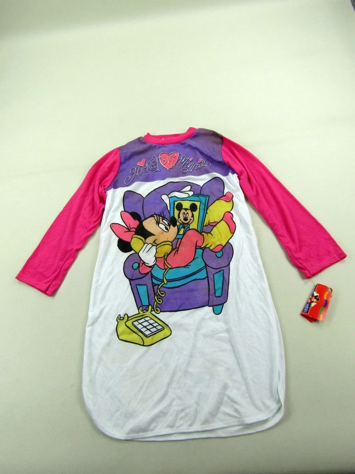 Camisa de Noche Mickey para Niños Niñas Mediana 8/10 Minnie Disney Retro Años 90 Etiquetas De Colección Foto 1 de 4