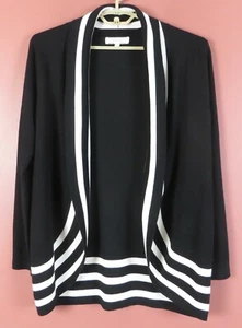SC001043-FRONTIER Mujer Cómodo Rayón Poliéster Frente Abierto Cárdigan Negro Blanco LG - Imagen 1 de 8