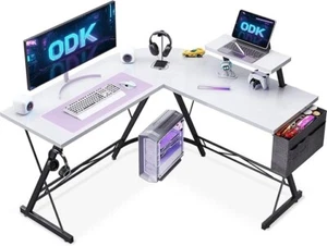 ODK L Shaped Corner Desk, Computer Desk with Monitor Stand, Gaming Desk - Picture 1 of 8