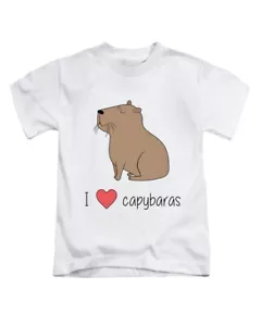 I Love Capybaras Kids T-Shirt Cute Childrens Capybara Tee Top New - Picture 1 of 11