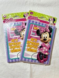 Menge 2 Minnie Disney Geburtstag Party Einladungen mit Umschlag Dankeskarte-Neu in Verpackung-Neu - Bild 1 von 5