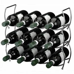 3 Tier Stackable Chrome Wine Storage Display Rack Holder Up To 12 Bottles - Picture 1 of 8