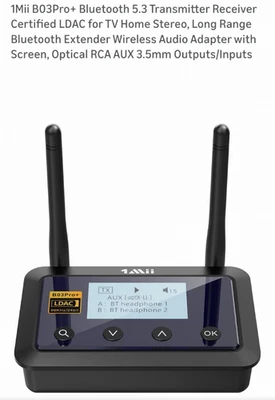 1Mii B03Pro+ Bluetooth 5.3 Transmisor Receptor LDAC TV Adaptador Estéreo Foto 1 de 4