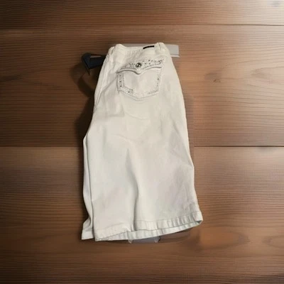 MUJER EARL JEAN SHORTS 16 BLANCO CON BOLSILLOS DE PEDRERÍA Foto 1 de 4