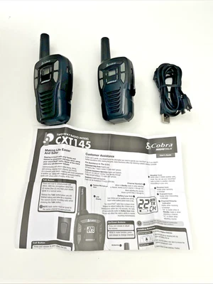 Cobra CXT145 Walkie Talkies 22 Channel FRS Two-Way Radio Pair Black Tested - Image 1 of 4