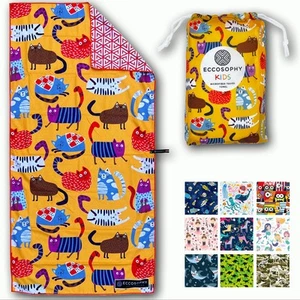 Microfiber Kids Beach Towels & Pouch 60"x30" for Girls & Boys - Quick Dry Poo... - Picture 1 of 7
