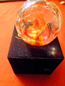 Rare Glass Eye Studio Crackle Glass Look 3" Paperweight Etched "Inferno"  Fire - Picture 1 of 7