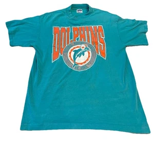 Vintage Miami Dolphins Football Tshirt Mens XL TRENCH Tag USA Made -FEW HOLES - Picture 1 of 15