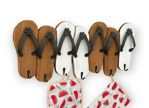 Hakenleiste Sandalen MR91 Garderobenleiste Holz Metall Weiß Handtuchhalter 60 cm - Bild 1 von 8