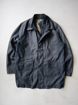 Vintage Burberry London Navy Nylon Zip Up Jacket Size L Faded Nova Check Lining - Image 1 of 4