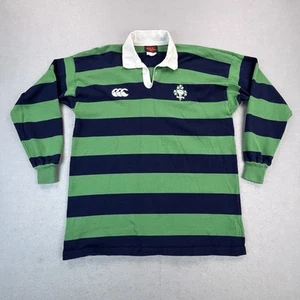 VTG Canterbury Of New Zealand CCC Rugby Polo Shirt Mens XL Green Blue Striped - Picture 1 of 12