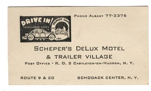 SHEPER'S DELUX MOTEL & TRAILER VILLAGE SCHODACK CENTER, NY Vintage Business Card - Picture 1 of 1