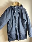 Duck and Cover Padded Coat Fur Hood Waterproof Size Large Navy *flaw*