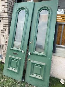 Antique Double Entry Door. Architectural Salvage ornate letter slot lock