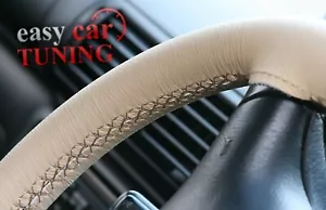Fits Land Rover Discovery 89-98 Beige Real Genuine Leather Steering WheeL Cover - Picture 1 of 9