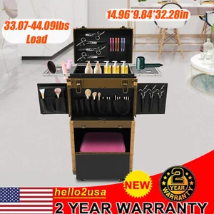 Friseurkoffer Rollen Schminkkoffer Friseurwerkzeug Organizer Box mit Schloss - Bild 1 von 18