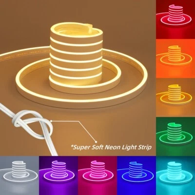 100ft LED Flex Neon Rope Light Strip Building Wedding Garden Sign Decor Outdoor - Image 1 of 4