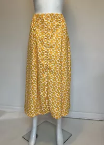 BNWOT New Look Women's Long Floral Skirt Midi Bright Yellow Sz M - Picture 1 of 9