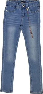 Donna Karan DKNY Girls Blue Cotton Stretch Logo Full Length Skinny Jeans Sz 8 - Picture 1 of 3