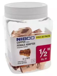 Pro Confezione 30 Adattatore NIBCO Rame Femmina 1/2" C x FPT MPP603 Plus 15 Xtra Fitt. - Foto 1 di 2