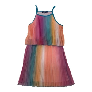 Sara Sara Truly Me Dress Girls 10 Multi-Colored Pleated 2 Tier Adjustable Straps - Picture 1 of 6
