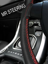 BLACK LEATHER STEERING WHEEL COVER FOR MERCEDES VITO II 04-14 RED DOUBLE STITCH