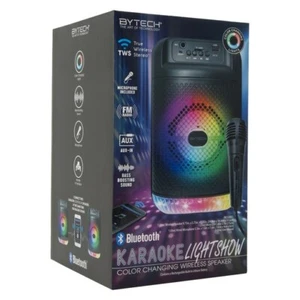 Portable bluetooth® karaoke lightshow color-changing wireless speaker with mic. - Picture 1 of 7