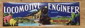 Label California Grapes Locomotive Engineer Train Fresno California Mouradick - Picture 1 of 1
