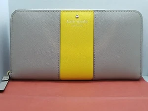 Nueva Cartera Continental Grande Kate Spade Colorblock Cuero Taupe y Amarillo  - Imagen 1 de 17