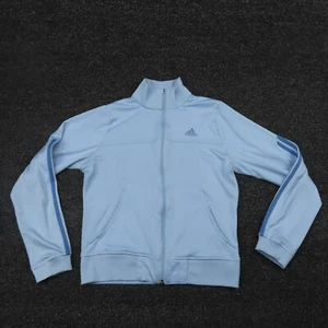 Adidas Jacket Girls Small Blue Full Zip Mock Neck Long Sleeve Pockets Youth - Picture 1 of 12