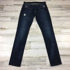 Hudson Womens Jeans 27 Skinny Dark Wash Distressed Mid Rise Whiskered