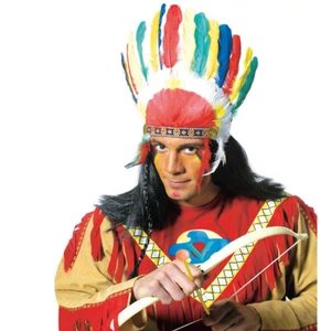 Häuptling Federhaube Indianer Kopfschmuck Federkopfschmuck Apachen Rothaut Squaw - Bild 1 von 1