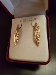 14k Tri Color Gold Earrings With Original Box - Picture 1 of 10