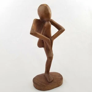Hand Carved Bali Saur Wood Abstract Human Figure Art Sculpture Standing Yoga - Picture 1 of 9