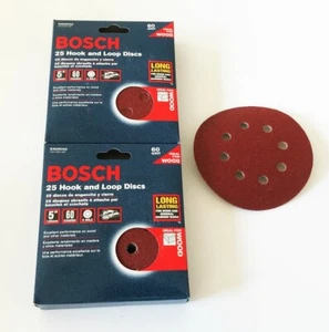 50 BOSCH 5" HOOK AND LOOP 8 HOLE SANDING DISCS 60 GRIT ORBITAL SANDER SR5R062 - Picture 1 of 1