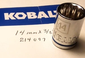 Kobalt 14 mm x 3/8" Dr Standard Chrome Socket 12 Pt # 214097 Free Shipping - Picture 1 of 5